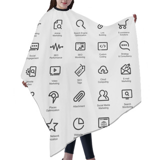 Personality  Outlines SEO Icon Set Hair Cutting Cape