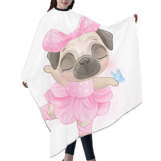 Personality  Cute Little Pug With Watercolor Illustration Hair Cutting Cape