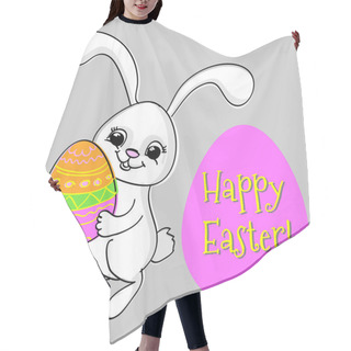 Personality  Cute Rabbit With Egg. Greeting Card For Easter. Hair Cutting Cape