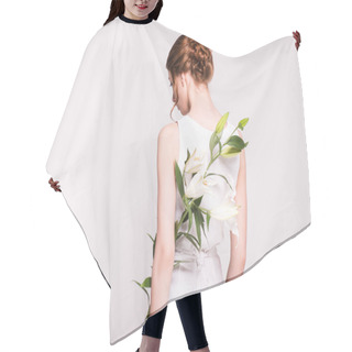 Personality  Beautiful Woman With Lily Flowers Hair Cutting Cape