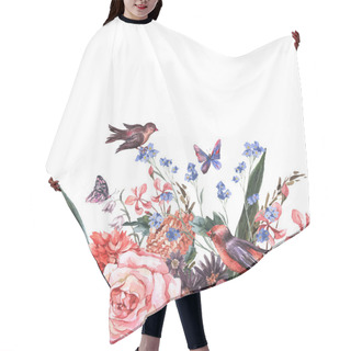 Personality  Floral Seamless Watercolor Border With Roses Hair Cutting Cape