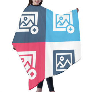 Personality  Add Image Blue And Red Four Color Minimal Icon Set Hair Cutting Cape