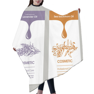 Personality  Vector Set Packaging Design For Cosmetic With Sketch Illustration Of Lavender An Hair Cutting Cape