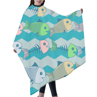 Personality  Vector Background With Fishes. Hair Cutting Cape
