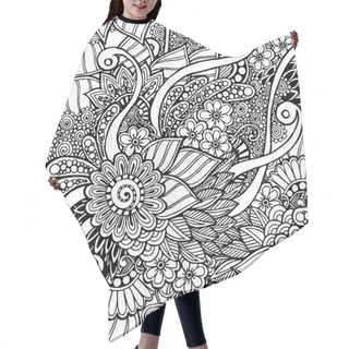 Personality  Seamless Floral Retro Doodle Black And White Background Pattern  Hair Cutting Cape