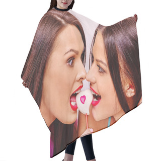 Personality  Lesbian Women Kissing In Erotic Game Hair Cutting Cape