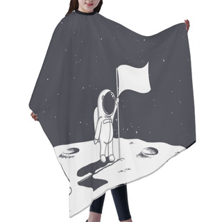 Personality  Astronaut On Moon With Flag Hair Cutting Cape