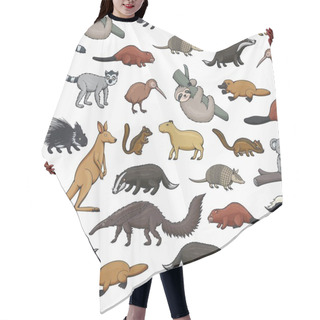 Personality  Animals Seamless Pattern Of Wild Mammals And Bird Hair Cutting Cape