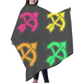 Personality  Archery Four Color Glowing Neon Vector Icon Hair Cutting Cape