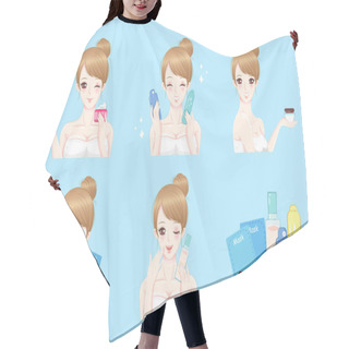 Personality  Woman With Skin Care Hair Cutting Cape