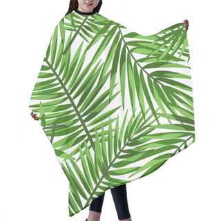 Personality  Vector Tropical Seamless Pattern With Green Palm Leaves. Hair Cutting Cape