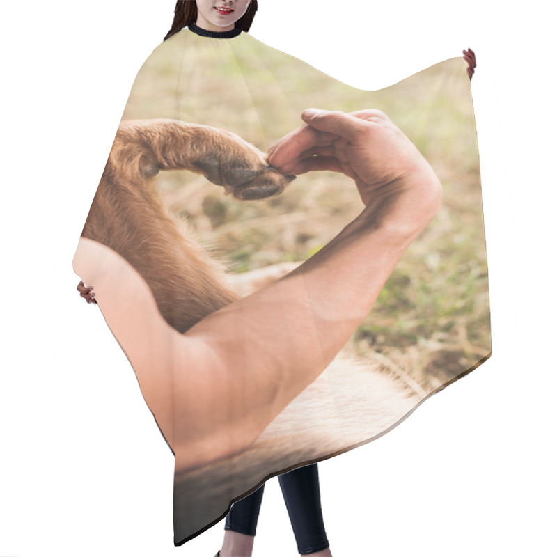 Personality  Man And Dog Make Heart Shape Hair Cutting Cape