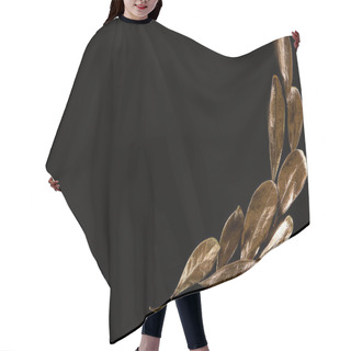 Personality  Top View Of Gold Shiny Leaves Isolated On Black With Copy Space Hair Cutting Cape