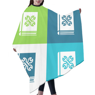 Personality  Book Flat Four Color Minimal Icon Set Hair Cutting Cape