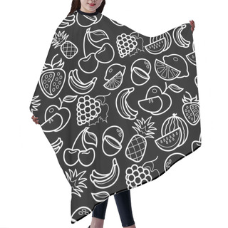 Personality  Line Art Fruit  Icons Pattern On Black Background V Hair Cutting Cape