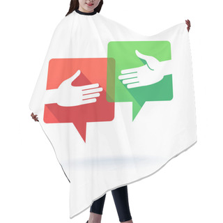 Personality  Speech Bubbles With Shaking Hands Hair Cutting Cape