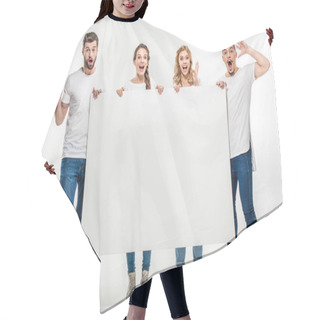 Personality  Friends Holding Blank Card   Hair Cutting Cape