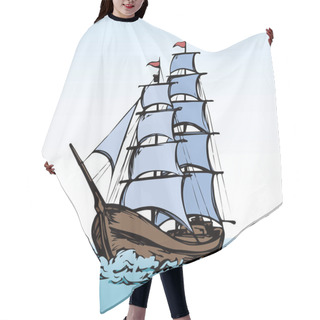 Personality  Sailing Vessel. Vector Drawing Hair Cutting Cape