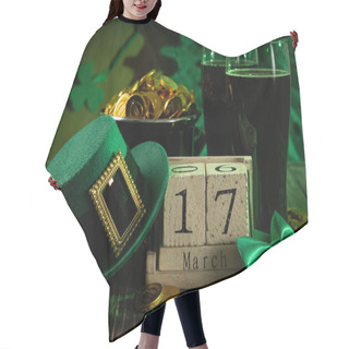 Personality  St Particks Day Concept - Beer, Pot Of Gold, Calendar, Hat Hair Cutting Cape