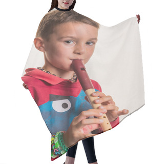 Personality  Child Playing Flute Hair Cutting Cape