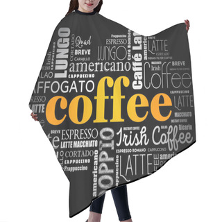 Personality  Coffee Words Cloud Collage, Concept Background Hair Cutting Cape