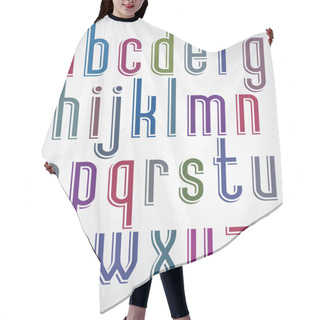 Personality  Colorful Animated Font, Comic Slim Lower Case Letters With White Hair Cutting Cape