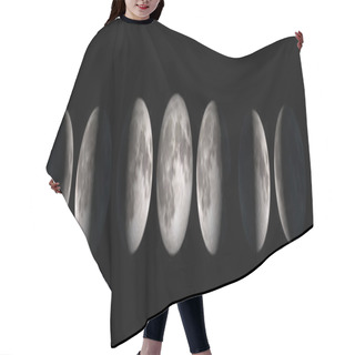 Personality  Moon Phases Collage Isolated On Black Hair Cutting Cape