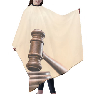 Personality  Wooden Mallet Of Judge  Hair Cutting Cape