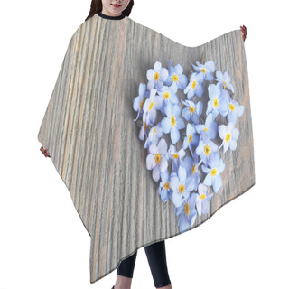 Personality  Forget-me-nots Flowers On Wooden Background Hair Cutting Cape