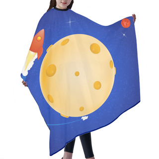 Personality  Space Rocket Orbiting Around The Cheese Planet. Vector Hair Cutting Cape