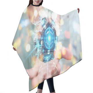 Personality  Businesswoman On Blurred Background Using Futuristic Drone Security Camera 3D Rendering Hair Cutting Cape