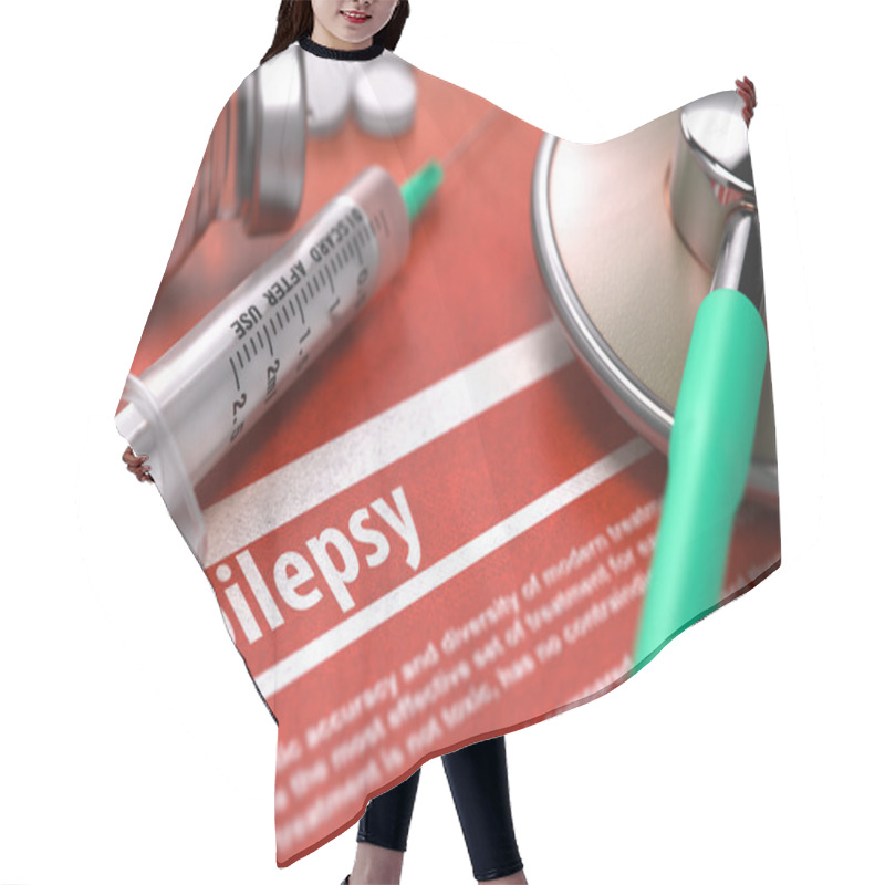 Personality  Epilepsy - Printed Diagnosis On Orange Background. Hair Cutting Cape