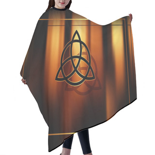 Personality  Triquetra, Trinity Knot, Wiccan Symbol For Protection. Blurred Fire Magic Background With Shadows. Vector Mystic Ancient Occult Symbol For Divination And Esotericism Hair Cutting Cape