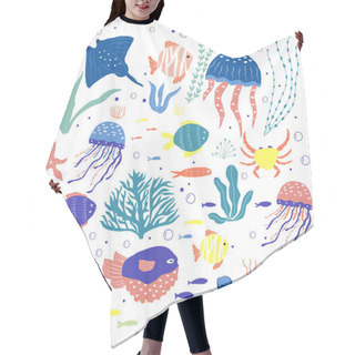 Personality  Underwater Creatures  Fish, Jellyfish, Crab, Clownfish, Seaplant Hair Cutting Cape