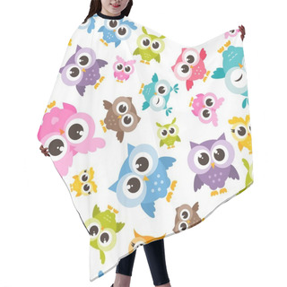 Personality  Seamless Pattern With Colorful Funny Owls Hair Cutting Cape