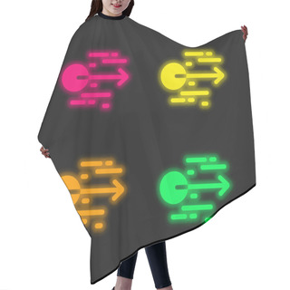 Personality  Acceleration Four Color Glowing Neon Vector Icon Hair Cutting Cape