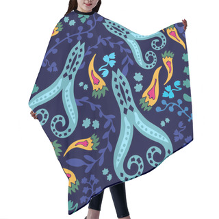 Personality  Dark Blue Paisley Pattern With Wildflowers. Hair Cutting Cape