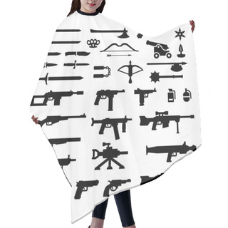 Personality  Set Icons Of Weapons Hair Cutting Cape