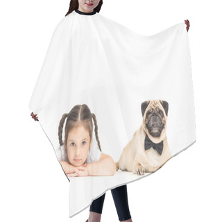 Personality  Girl With Pug Dog Hair Cutting Cape