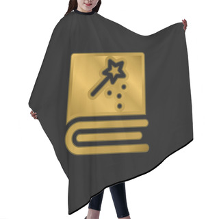 Personality  Book Gold Plated Metalic Icon Or Logo Vector Hair Cutting Cape