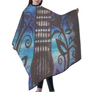 Personality  Oil Painting Guitar. Guitar On A Starry Background. Background. Texture. Hair Cutting Cape