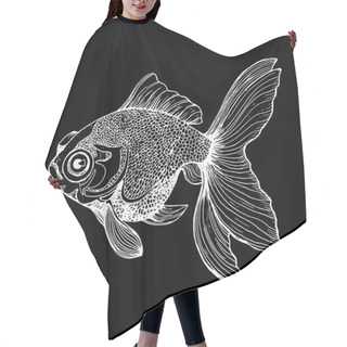 Personality  Black And White Gold Fish Llustration. Drawing Of A Sea Animal. Chalk On A Blackboard. Hair Cutting Cape