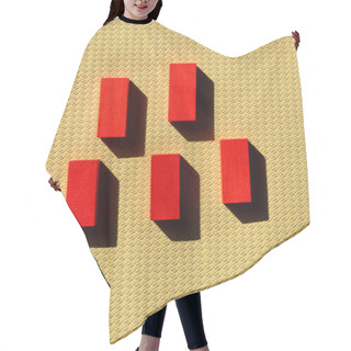 Personality  Top View Of Bright Red Blocks On Beige Textured Background With Shadows Hair Cutting Cape