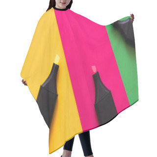 Personality  Top View Of Marker Pens On Multicolored Background  Hair Cutting Cape