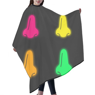 Personality  Big Nose Four Color Glowing Neon Vector Icon Hair Cutting Cape