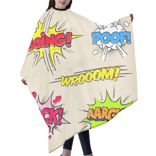 Personality  Comic Sound Effects With Grunged Style Hair Cutting Cape