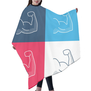 Personality  Biceps Blue And Red Four Color Minimal Icon Set Hair Cutting Cape
