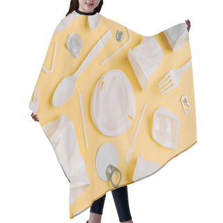 Personality  Food Plastic Packaging On Yellow Background Hair Cutting Cape