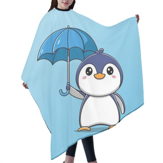 Personality  Cute Penguin With Umbrella Vector Illustration Hair Cutting Cape