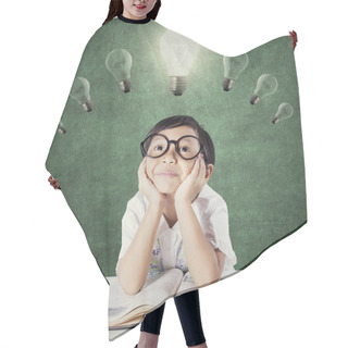 Personality  Kid With Glasses Thinking Idea Under Lamps Hair Cutting Cape